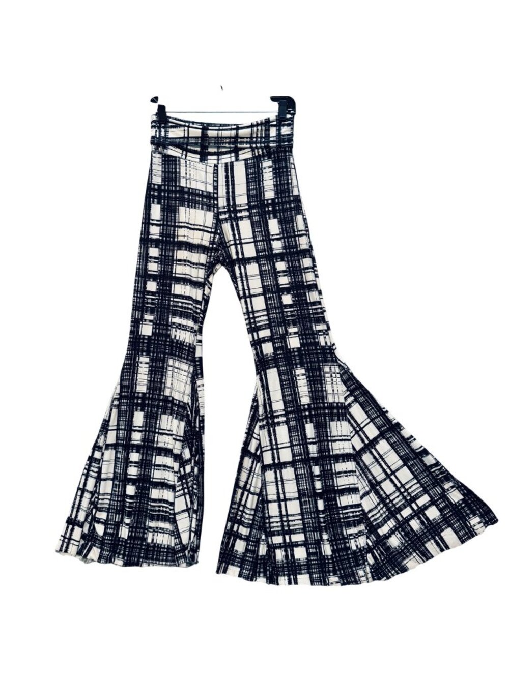 Vintage J Uptown USA Palazzo Pants Size L Black White Plaid Mod Wild Retro Y2K - Picture 1 of 8